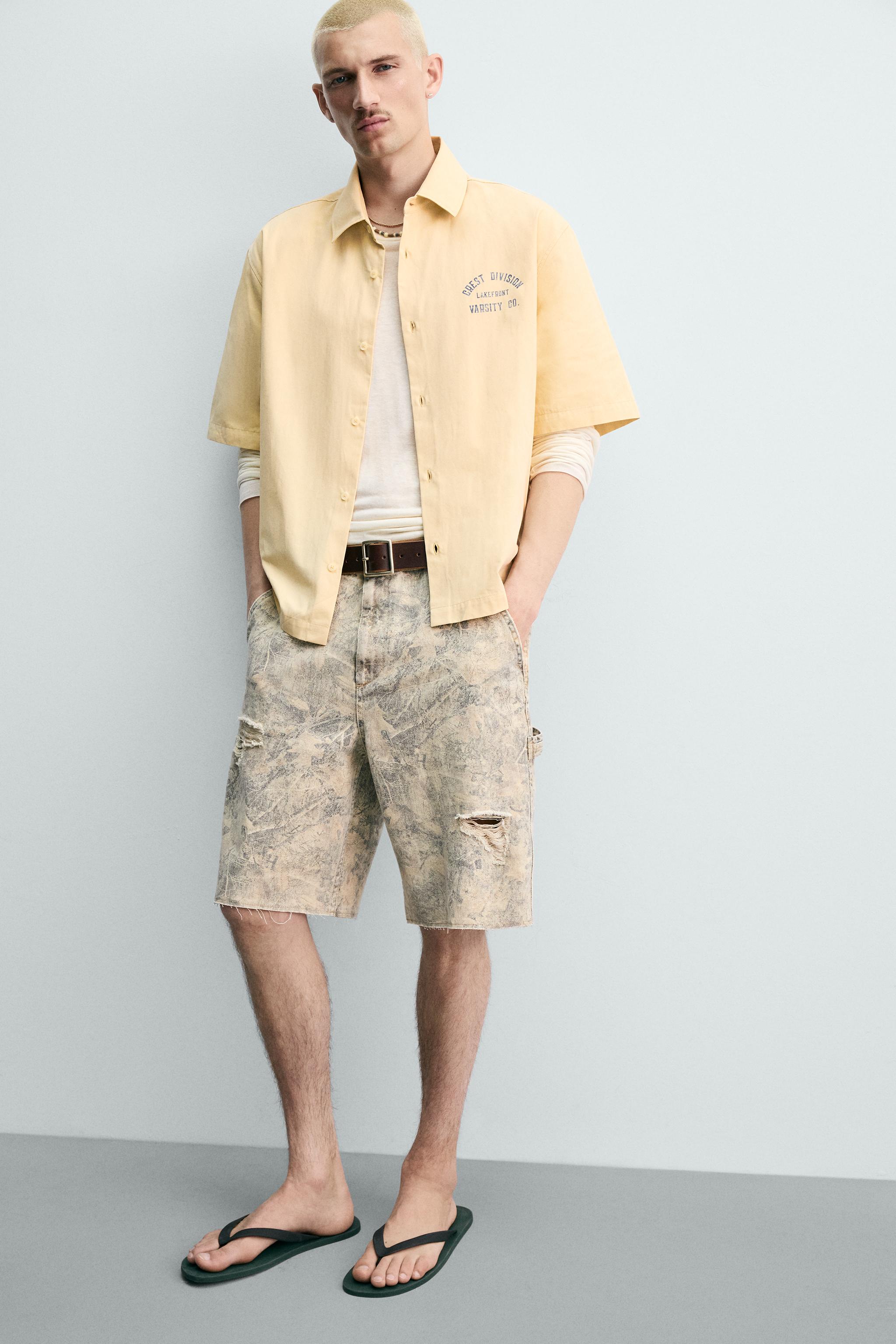 WASHED ABSTRACT PRINT RELAXED FIT SHORTS